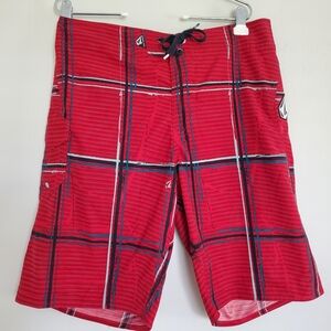 Volcom Board Shorts Men's Size 36 red & black